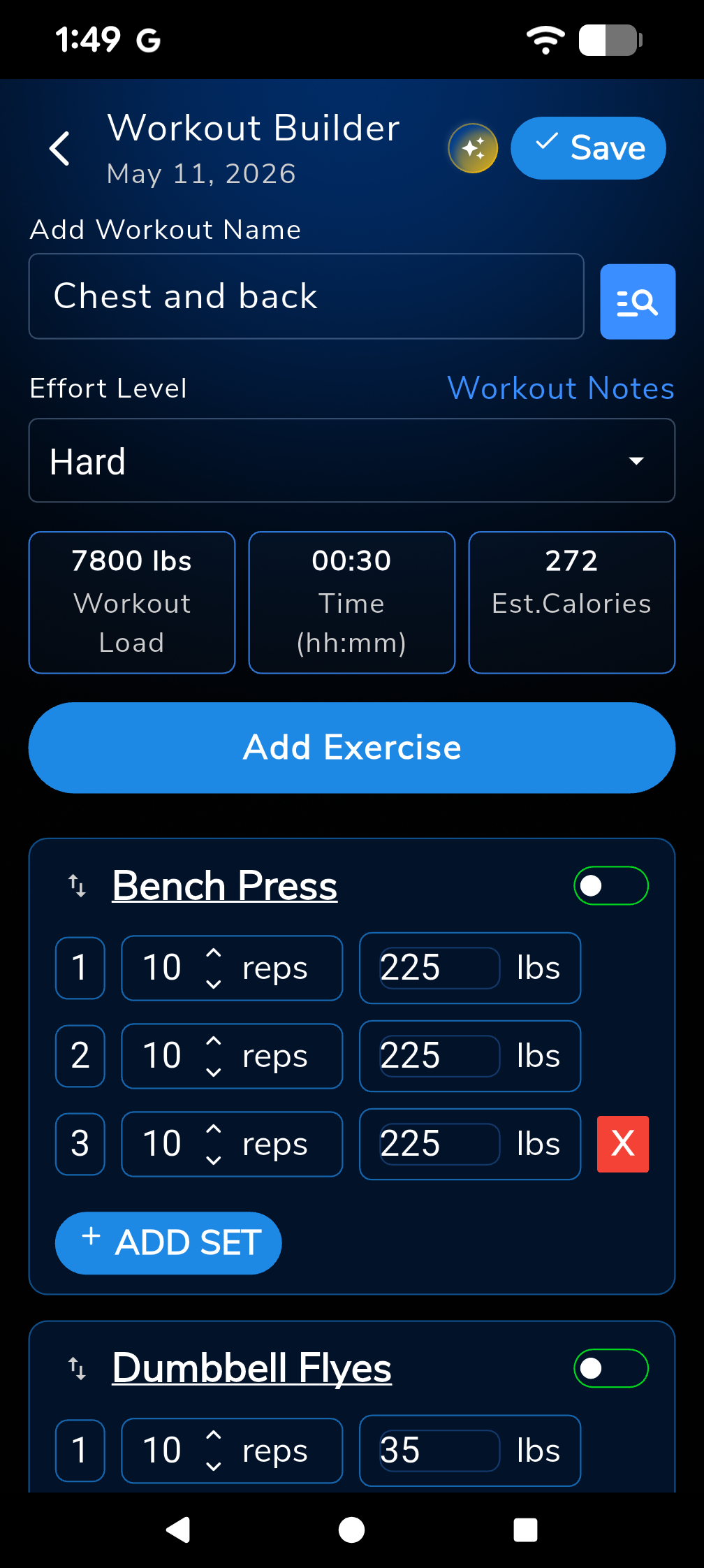 CrossTrainer mobile app screen